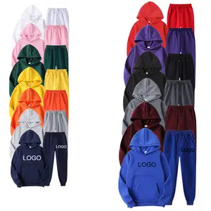 Großhandel Custom Logo Unisex Jogger Plain Pullover Trainings anzug Fleece Blank Jogging hose und Hoodie Set