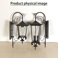 Lampe murale extérieure de jardin rétro noire de grande taille E14 * 3, étanche, lampe murale LED rétro pour villa, cour, couloir extérieur