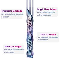 Fraise à compression spirale CNC TAC Extreme, outil ultra-résistant, revêtement Nano Bleu, en carbure de tungstène, 45° hélice, coupe descendante, OEM, haute dureté