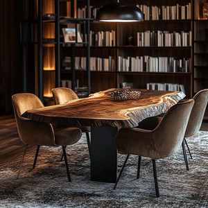 Artisan Made Live Edge Mesa de comedor de madera dura de primera calidad con forma orgánica y acabado liso - Product Image 3