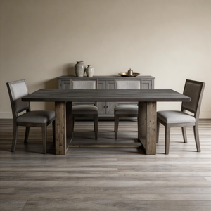 America Retro Style Dining Room Rectangular Micro Cement top <b>Solid</b> <b>Wood</b> Base Dining <b>Table</b> for 6 8 10 seats - Product Image 6