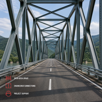 Pont autoroutier en structure métallique préfabriquée, cadre en acier pour viaduc routier, projet de construction d'ingénierie