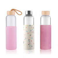 Bouteilles en verre réutilisables sans BPA, ml, pour eau, vente en gros avec marqueur de temps, manches de protection et couvercles
