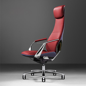 Silla de Oficina Ergonómica Comercial de Respaldo Alto, Cuero Genuino, Base de Aluminio Ajustable en Altura, Moderna, para Oficina en Casa o Taller - Product Image 2