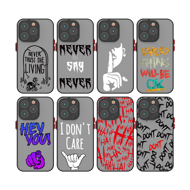Luxury Inspirational Text 'Love Hard' Mobile Phone Case for iPhone 14 Pro Max Shockproof Matte Finish TPU PC Material Business