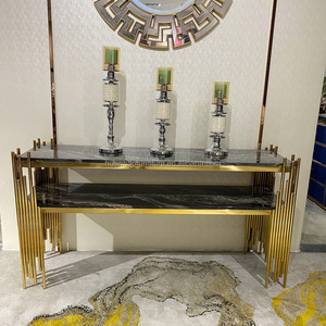 Bảng Điều Khiển Giá Rẻ Hiện Đại Bàn Phòng Khách Nội Thất Hành Lang Khung Bằng Thép Không Gỉ Màu Vàng Đá Cẩm Thạch Bảng Điều Khiển Hình Vuông Hàng Đầu - Product Image 4