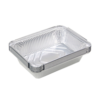 Barquette rectangulaire jetable en aluminium inoxydable, compatible micro-ondes, pour plats à emporter