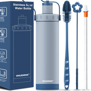 Bouteille d'eau isotherme en acier inoxydable SMILEDRINK anti-fuite avec infuseur à thé et paille en silicone pour le sport et les activités de plein air - Product Image 1