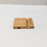 Support de bureau en bambou double face personnalisé avec logo gravé, pour tablette et téléphone portable, idéal pour le salon - Vente en gros usine