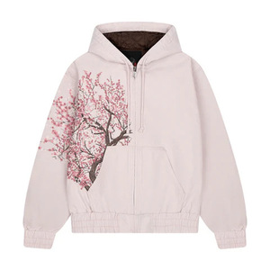 <span class=keywords><strong>Felpa</strong></span> Invernale da <span class=keywords><strong>Uomo</strong></span> con Ricamo di Fiori di Ciliegio, Pullover Tinta Unita 430 Grammi, Stampa Digitale <span class=keywords><strong>Rosa</strong></span> - Product Image 2