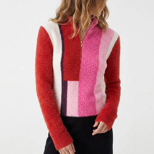 Pull-over décontracté à col roulé et demi-zip en maille fine pour femme, personnalisé OEM/ODM, idéal pour l'hiver - Product Image 3