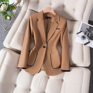 Women's Blazer Beige Slim Fit Anti-Wrinkle Formal Business Top Spring Style - Product Image 3
