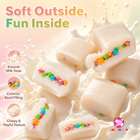 Wholesale OEM Bulk Colorful Sugar Beads Filled Milk Chewy Candy Guava Strawberry Flavors Sour Sweet Crunchy Center Candy