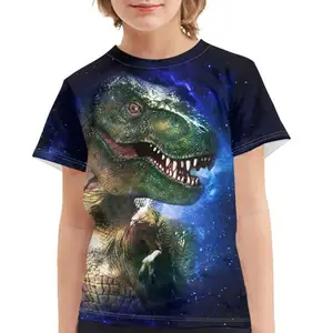 Рекламная белая футболка с логотипом галактики динозавра, Детская футболка унисекс, одежда для детей