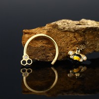 Toposh Rock CBR or abeille 14K solide or cartilage boucles d'oreilles cerceau tragus septum daith oreille piercing bijoux