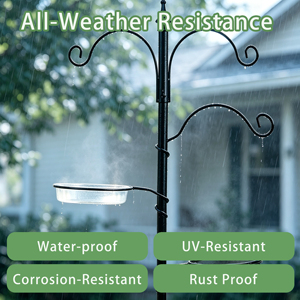 <strong>Bird</strong> Feeding Station Kit Metal Multi <strong>Feeder</strong> Hanging Stand W53xH193cm Black Rounded <strong>Pole</strong> <strong>for</strong> Outdoor Garden - Product Image 4