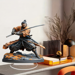 Statua in Acrilico 2D Stile Giapponese, Decorazione per Casa e Ufficio, Artigianato Tradizionale Guerriero con Doppia Spada - Product Image 6