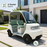 Voiture électrique rétro à 4 roues avec toit, véhicule de mobilité électrique pour adultes, idéal pour le golf, les visites touristiques et les loisirs.