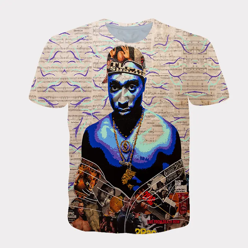 Camiseta con estampado 3d de 2pac para hombre y mujer, camiseta informal de verano de Hip-Hop, ropa de calle de talla grande