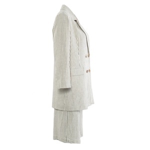 AIMEISI Nouveau Blazer et Short en Lin Rayé Élégant et Décontracté, <span class=keywords><strong>Ensemble</strong></span> de Deux Pièces à la Mode pour Femmes - Product Image 2