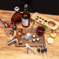 Kit de Bar Complet 23 Pièces en Acier Inoxydable Écologique : Shaker à Cocktails 750ml, Outils, Jigger, Pierres, Pailles, Support et Logo Personnalisé