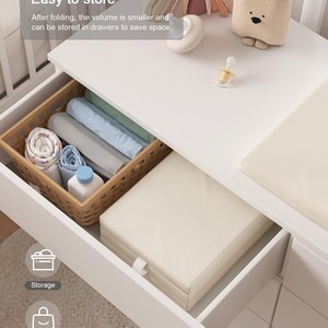 Portable Waterproof Baby Changing <b>Pad</b> With Safety Belt For Newborns White Pu Material Soft <b>Cushion</b> Easy To Clean - Product Image 3