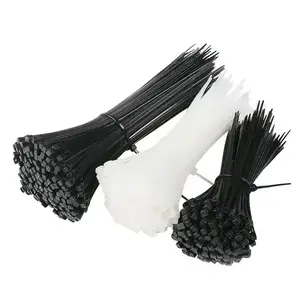 Ikatan kabel mengunci sendiri 7.6*500mm ikat ritsleting plastik warna hitam langsung dari pabrik tahan UV nilon 66 mengunci sendiri