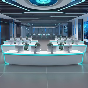 <span class=keywords><strong>Console</strong></span> de commande moderne en <span class=keywords><strong>laque</strong></span> blanche pour salle de surveillance multi-écrans incurvée - Product Image 1