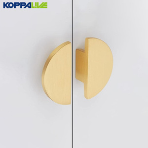 Koppalive Modern <strong>Mini</strong> Brushed Gold Satin Nickel Solid Brass Semicircle Half Moon Dresser Drawer Pulls Handles Kitchen <strong>Wardrobe</strong> - Product Image 4