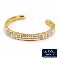 Bracelets en perles miniatures plaqués or 18 carats, tendance nouvelle, prêts à être expédiés, en acier inoxydable, pavés de zircons, bracelet jonc complet