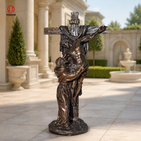 Statue de crucifix en bronze sur mesure, taille réelle, Jésus sur la croix, couronne d'épines, bronze antique, décoration de jardin d'église