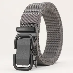 Ceinture pour homme avec ceinture épaisse en toile imitation nylon Formation des étudiants Pantalon en nylon Ceinture en toile à boucle plastique respirante