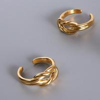 Bague de Promesse Personnalisée en Acier Inoxydable Plaqué Or 18K Bague Noeud Entrelacé Amitié Amour Bague Double Noeud Ouvert