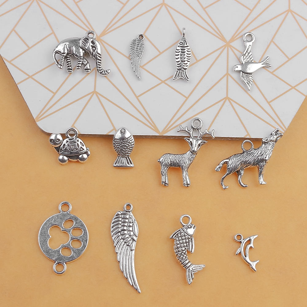 Vintage Zinc Alloy Animal Charms Metal Elephant Pigeon Wolf Deer Elk  Pendant Beads for Jewelry Making Women Gifts DIY Crafts - Main Image