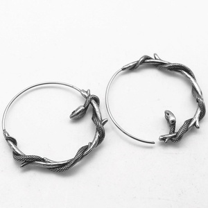 Pendientes de Aro Grandes de Acero de Titanio con Diseño de Serpiente y Hebilla Fácil, Ideales para Fiestas y Discotecas, Venta al por Mayor - Product Image 1