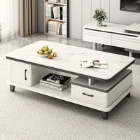 Meuble TV et Table Basse Minimalistes Simples avec Rangement Intégré, Design Télescopique au Sol, Idéal pour Petits Appartements, Salon, en Pierre