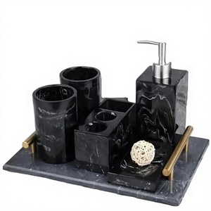 Artisan Mother of Pearl <b>Bathroom</b> <b>Accessories</b> <b>Set</b> Handcrafted Shell Mosaic Inlay Luxury Vanity Collection for Premium Home Hotel - Product Image 1