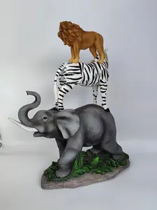 Animal Jardim Acessórios Resina Escultura Multi-Animal Elefante Tigre Zebra Estatueta Animal para Decoração