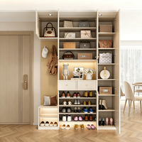 Armoire à chaussures de luxe avec porte-manteaux et siège, armoire à chaussures multifonctionnelle |   Organisateur d'entrée grande capacité