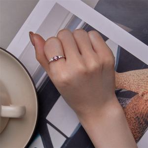 Custom Design Handgemaakte Belofte Kleur Steen Ring Sierlijk Roze Minimalistische Bulk Vrouwen Stapelen 925 Zilveren Sieraden Goedkope Ringen - Product Image 2