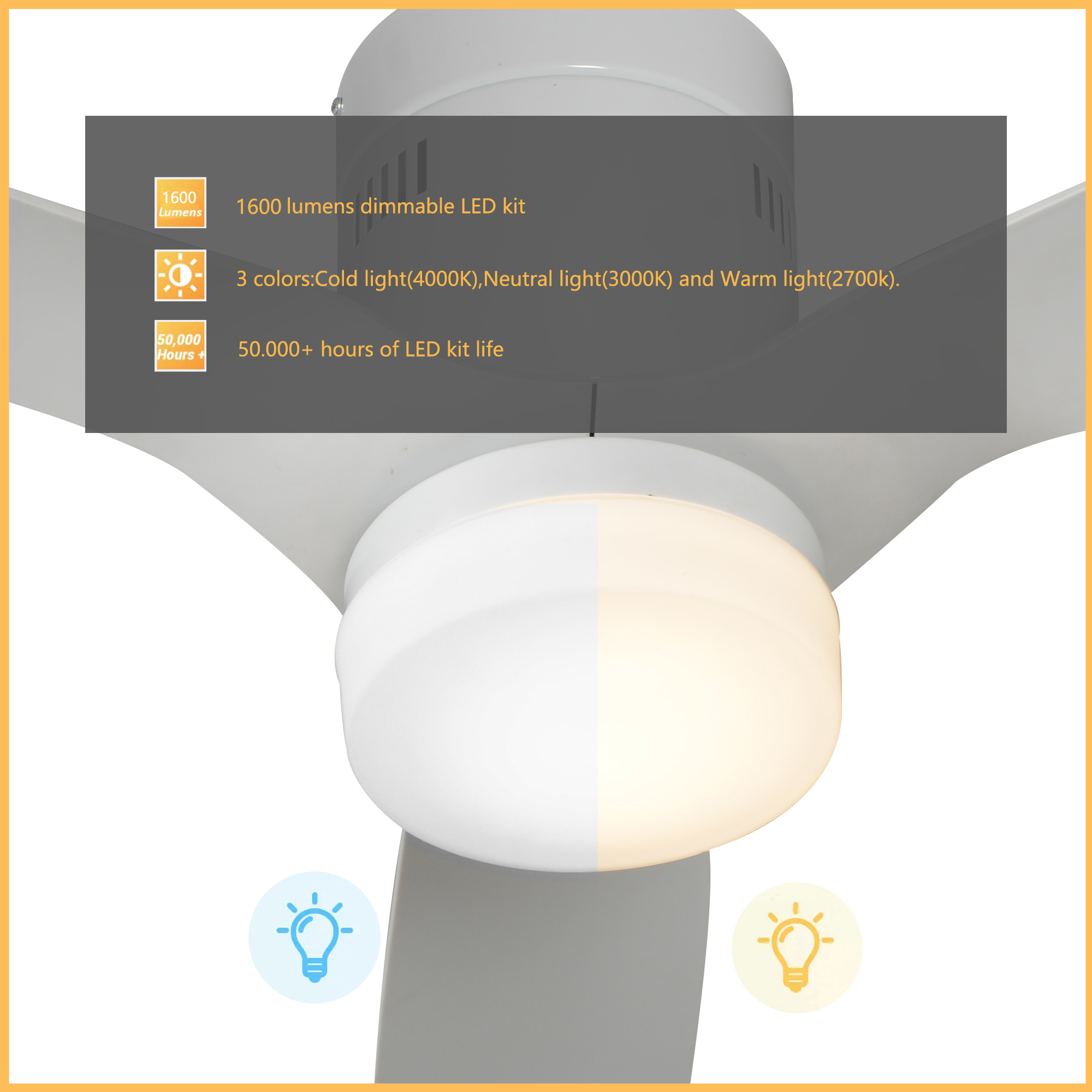 52inch LED ceiling fans with lights remote control ceiling light with fan for home and hotel