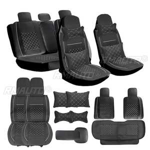 11 pièces Housses de siège auto et coussins de protection en cuir PU pour automobiles, avec coussin lombaire - Product Image 1