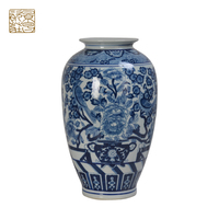 Lampe de table électrique populaire en céramique, style européen antique, bleu et blanc, avec abat-jour en tissu