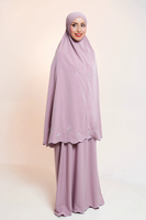 Ensemble de prière musulman de style modeste, léger, respirant, abaya douce, design décontracté, longueur au sol, broderie pour un usage quotidien, taille unique