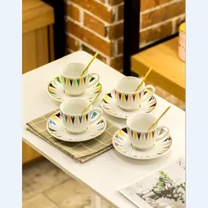 Factory Hot Sale Customized Gold Rim Cup Saucer Ceramic Coffee Cup With Saucer Porcelain Cup And Saucer