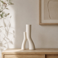 Vase à fleurs en céramique géométrique moderne Jossin, blanc mat, ornement sculptural pour la décoration de la maison, table de salon