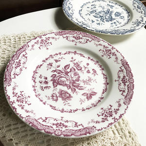Plato de Cerámica para Cena de 8 Pulgadas con Patrón Floral Vintage <span class=keywords><strong>Inglés</strong></span>, Tres Colores, Plato de Cerámica - Product Image 2