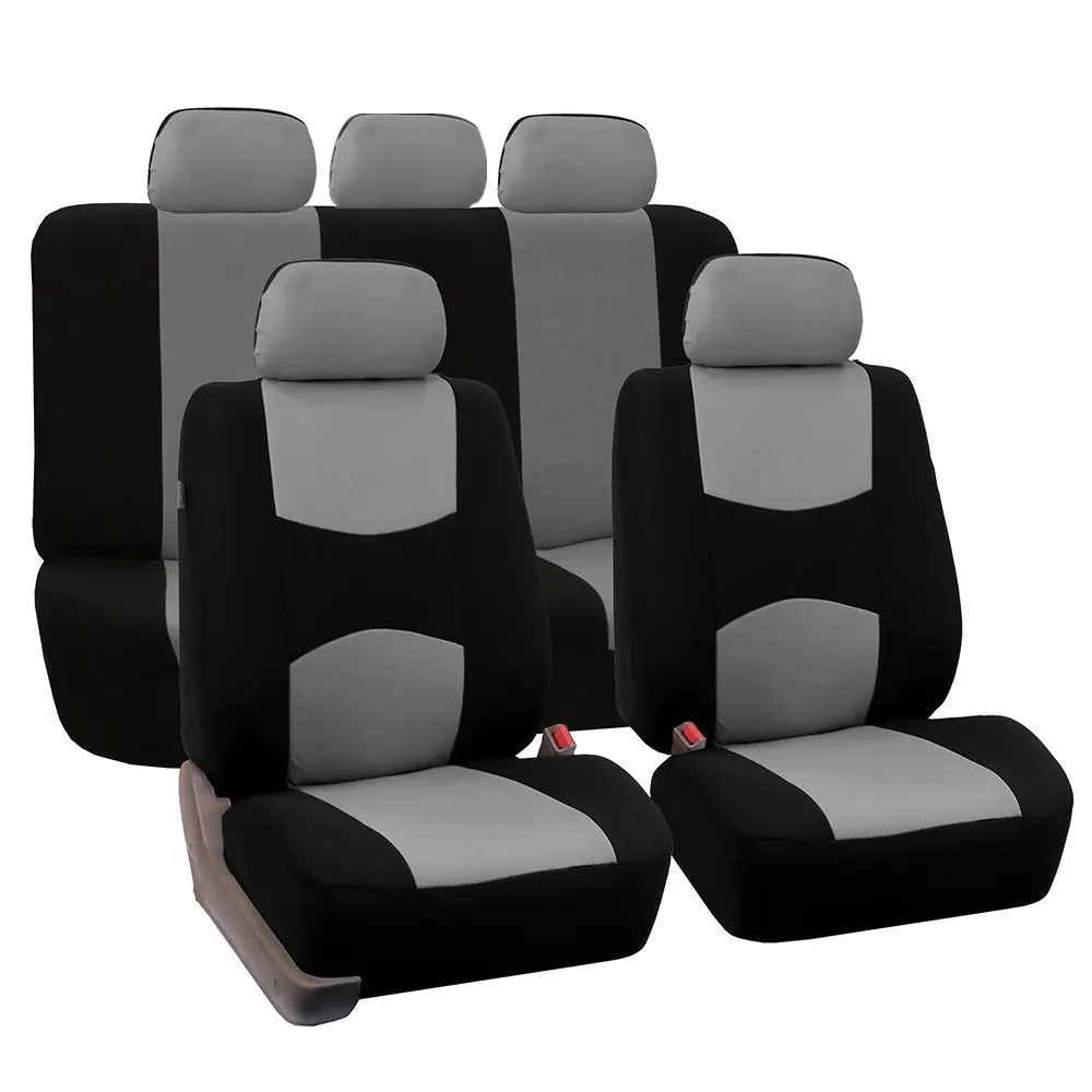 Funda de asiento de coche de tela plana única, reposacabezas desmontables y banco sólido, accesorios interiores, Funda Universal para asiento de coche