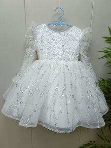 Real <span class=keywords><strong>Video</strong></span>/pictures Full Sleeves Girl Party Gown Luxury Fluffy Princess Dress Sequin Gorgeous Flower Girls Dresses for Wedding - Product Image 4
