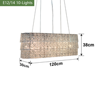 Suspension linéaire ovale rectangulaire en cristal tressé, luminaire multi-ampoules pour table à manger moderne et décoration intérieure